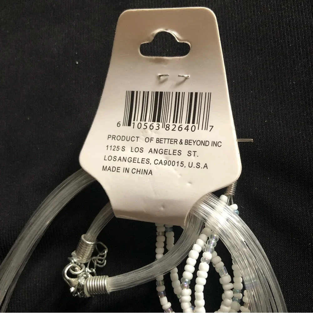 Fashion Accessory White & Iridescent Bead Necklace and Earring Set - Picture 8 of 9